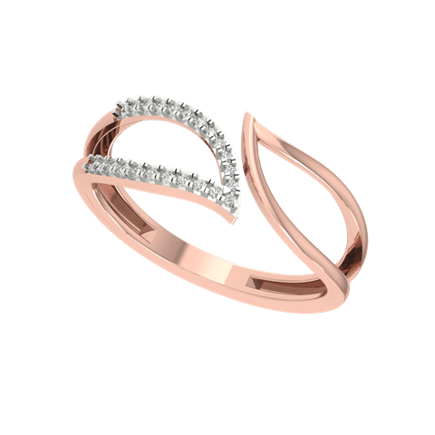 Open-end leaf shape diamond ring