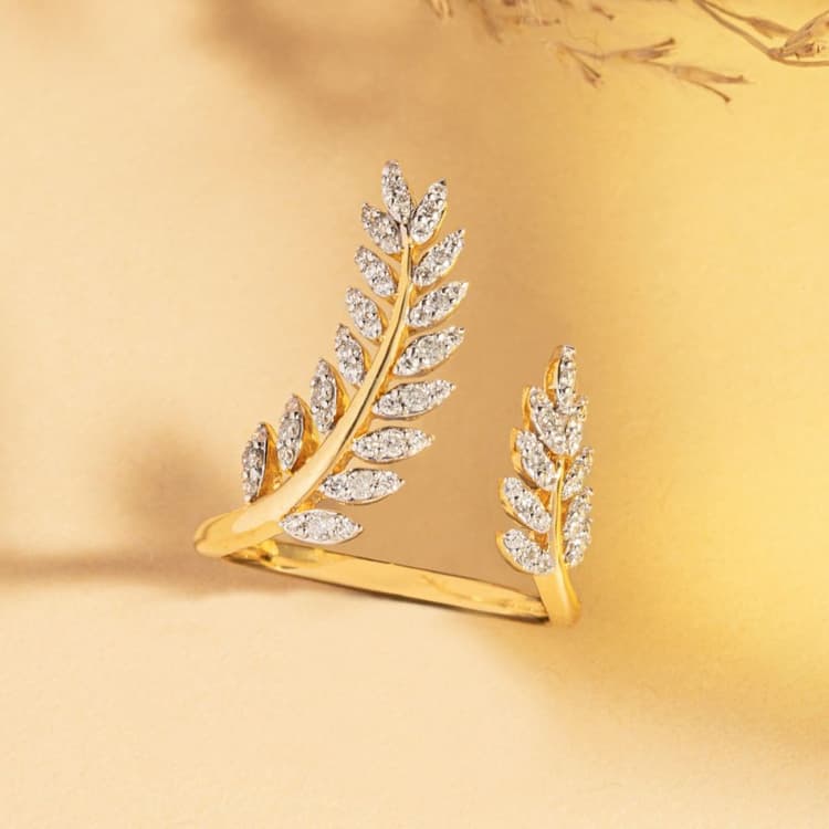 Diamond Designer Feather Ring