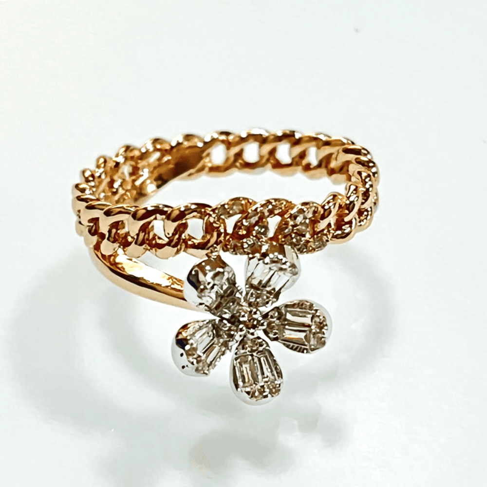 Pear shape flower diamond band