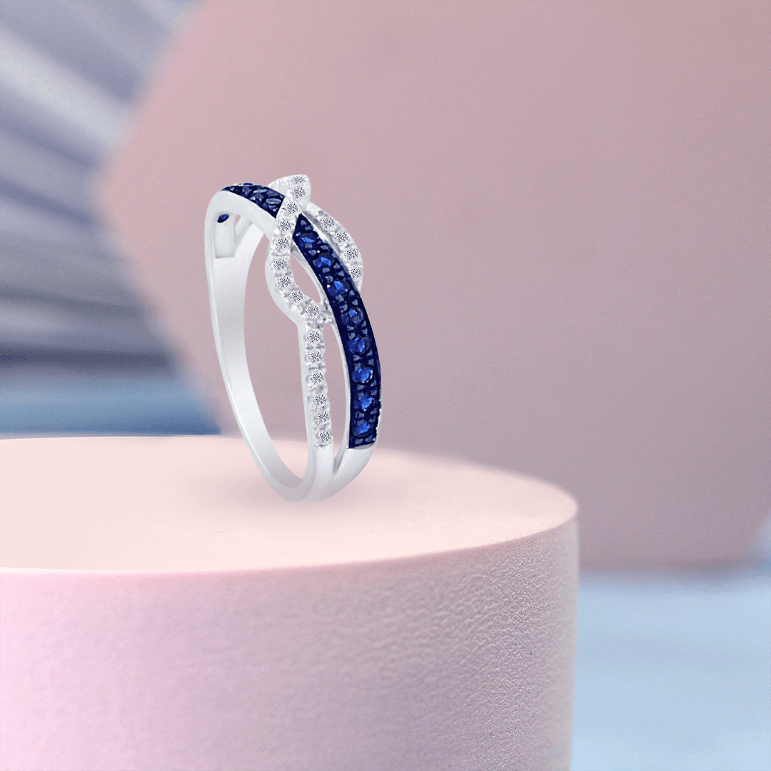 Sapphire & Diamond Infinity Loop Ring