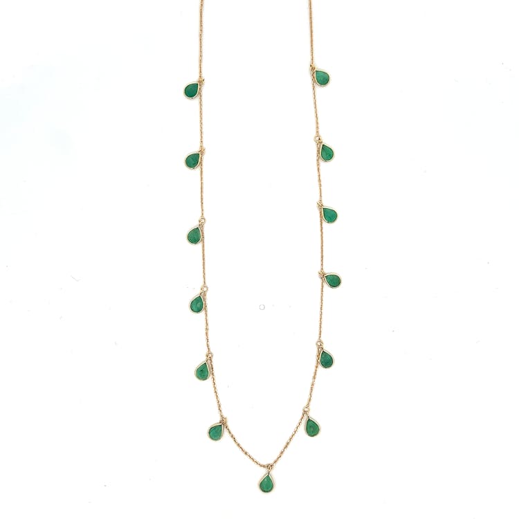 Emerald Drop Necklace in 18k Yellow Gold