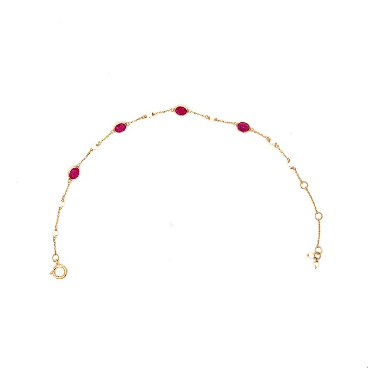 Ruby Pearl Bracelet in 18k Yellow Gold