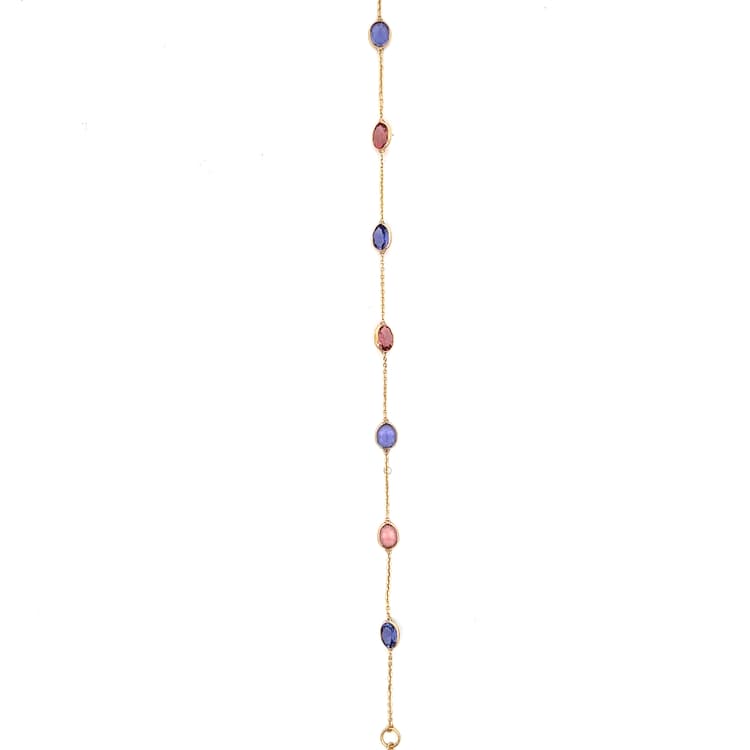 Tanzanite Pink Tourmaline Bracelet in 18k Yellow Gold