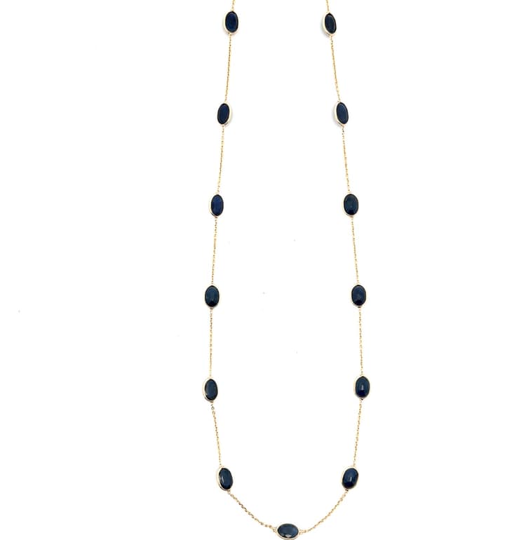 Blue Sapphire Necklace in 18k Yellow Gold