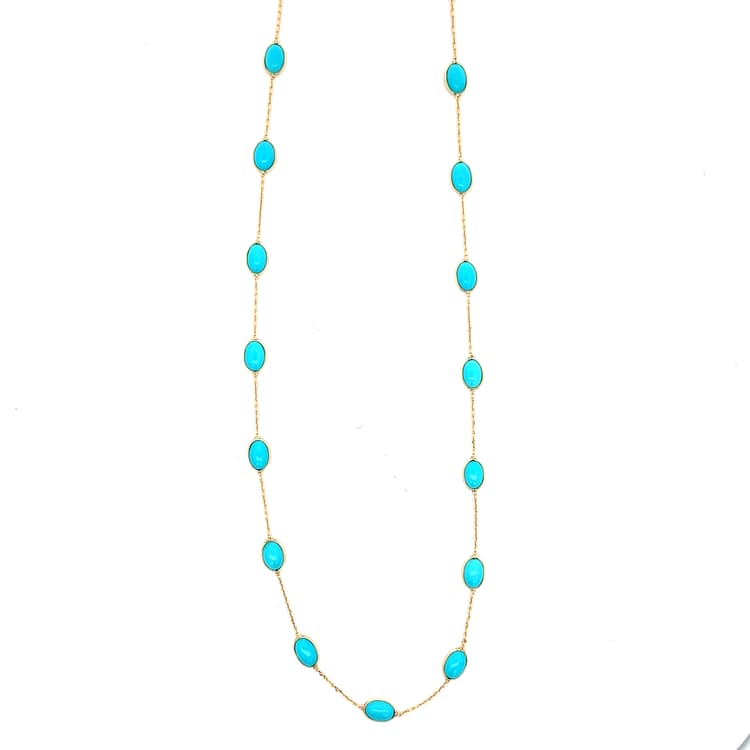 Turquoise Necklace in 18k Yellow Gold