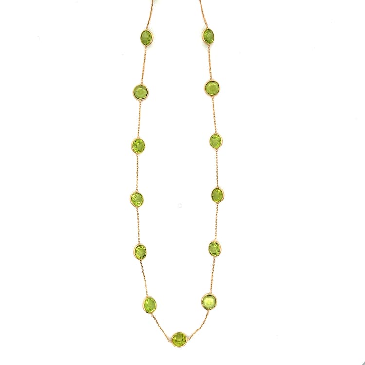 Green Sapphire Necklace in 18k Yellow Gold