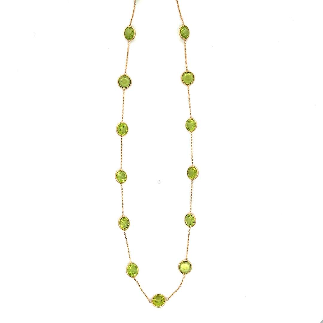 Green Sapphire Necklace in 18k Yellow Gold