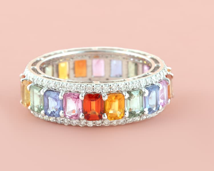 Multi Sapphire Ring in 18k Yellow Gold