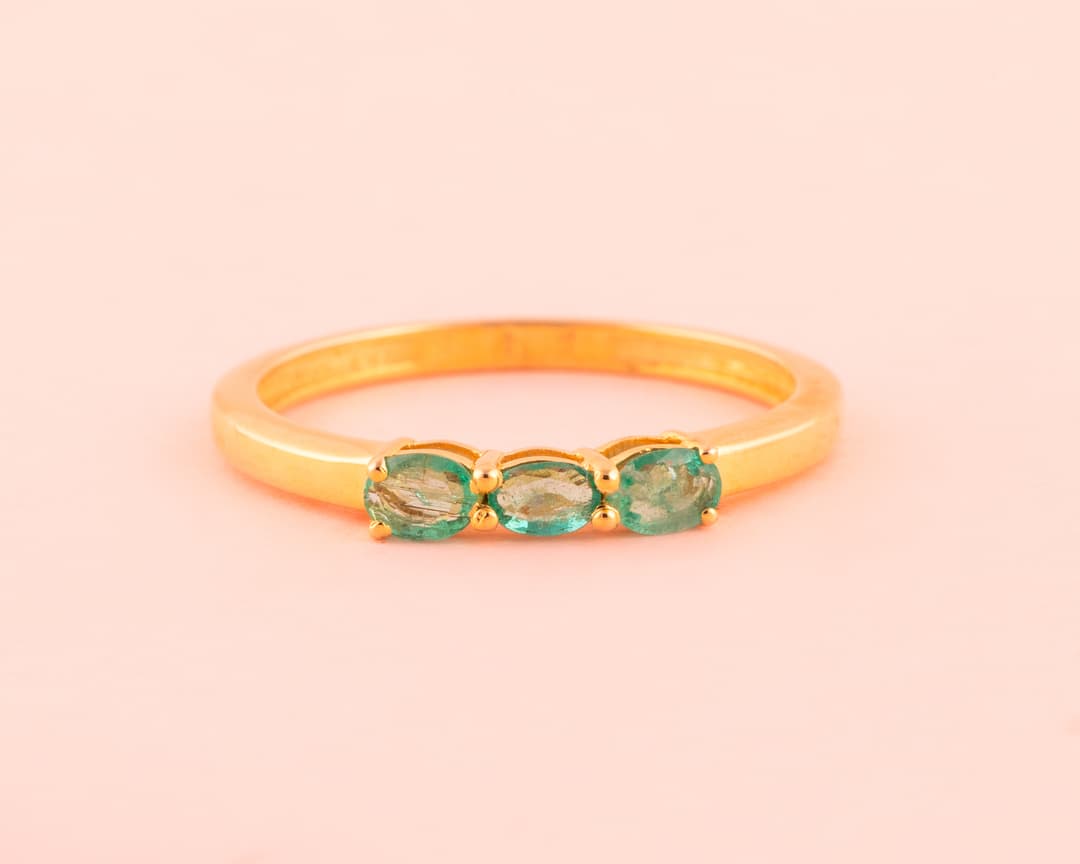 Emerald Ring in 14k Yellow Gold