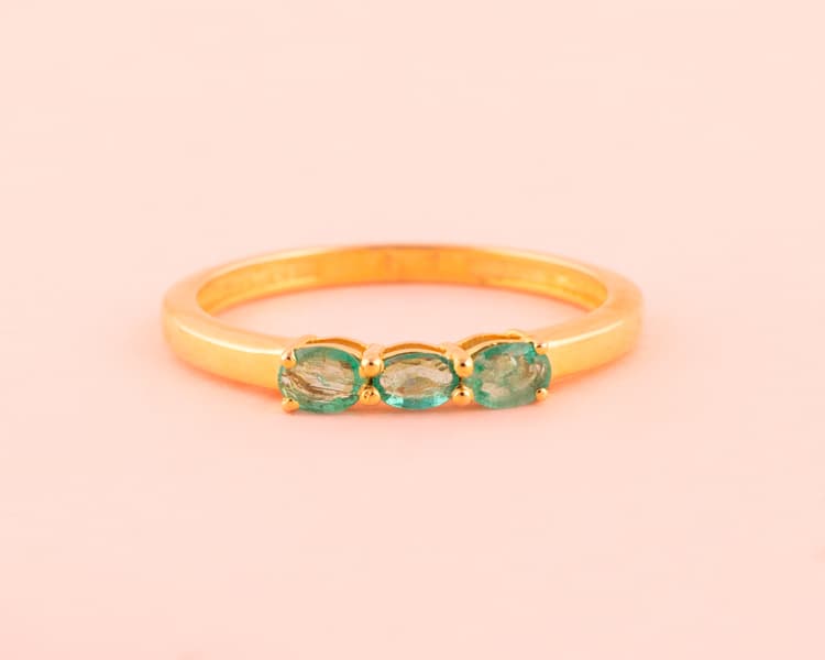 Emerald Ring in 14k Yellow Gold