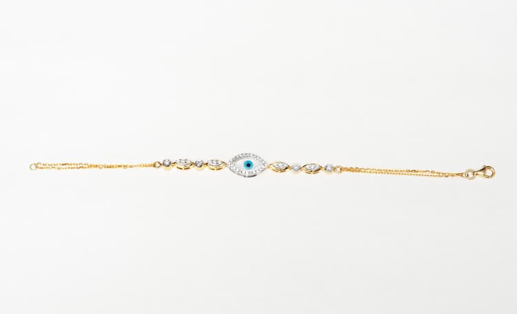 Evil Eye Diamond Bracelet in 14k Yellow Gold