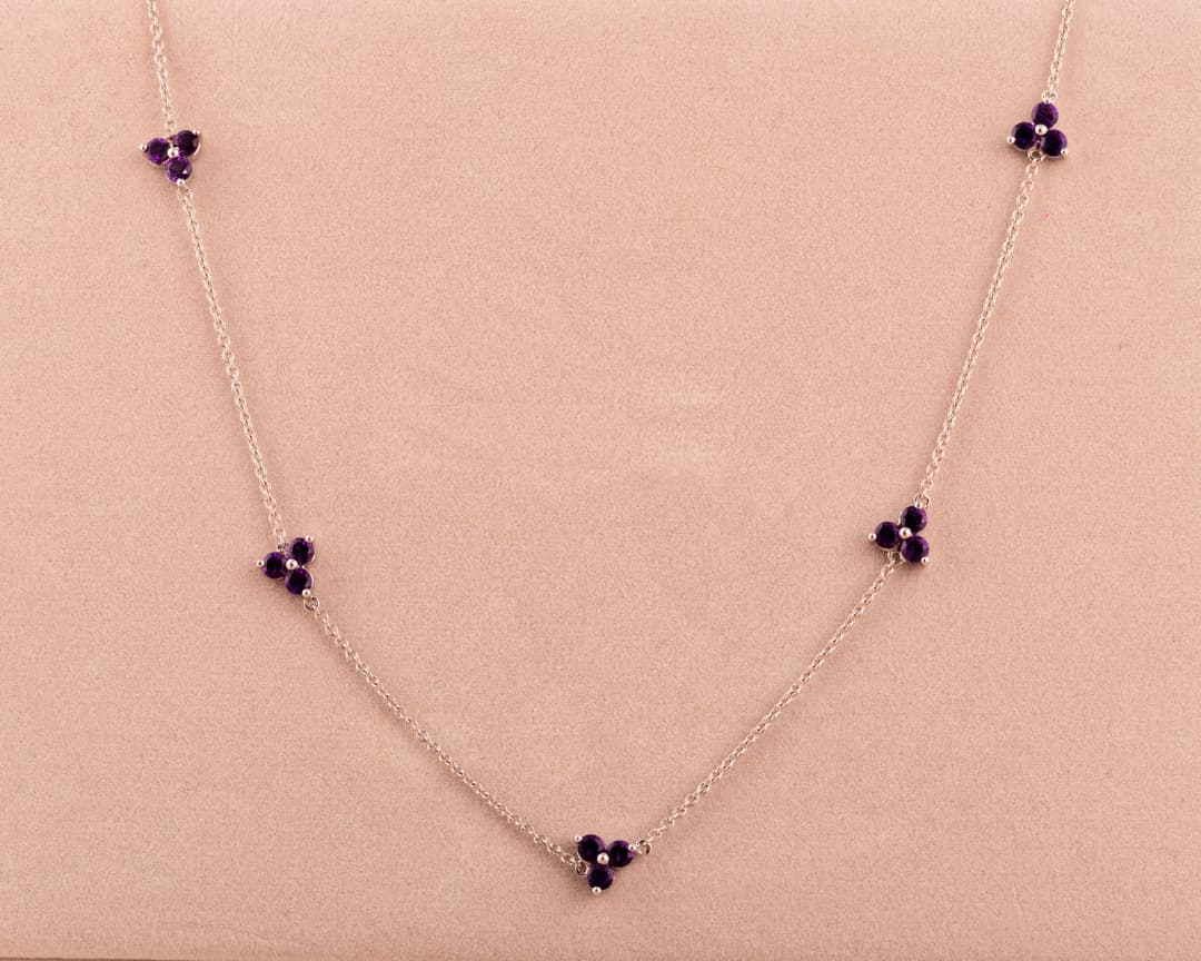 Amethyst Necklace in 14k White Gold