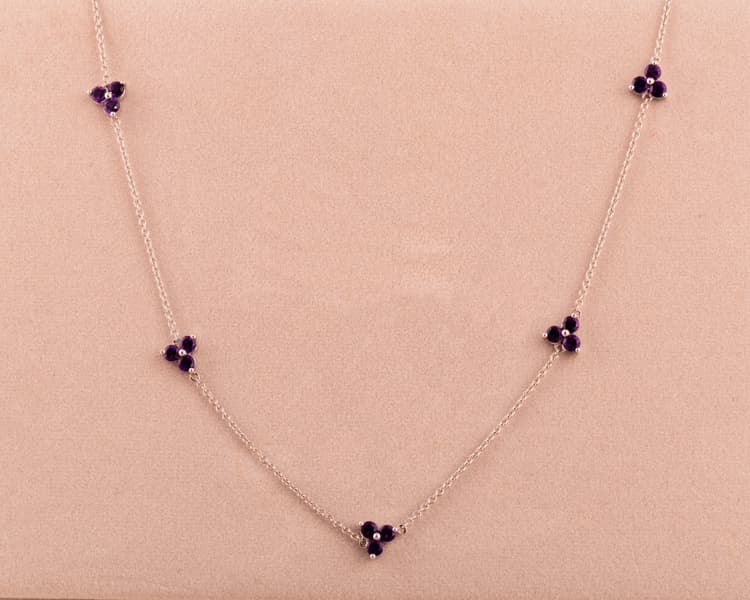 Amethyst Necklace in 14k White Gold