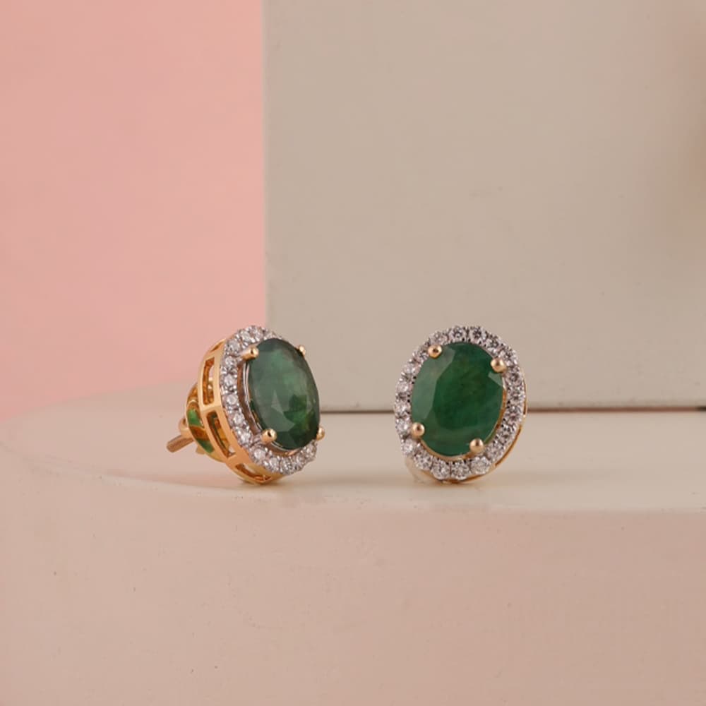 Emerald Earring in 14k Yellow Gold