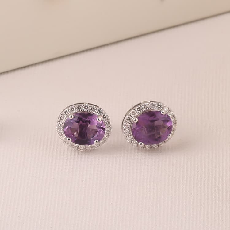 Amethyst Earring in 14k Yellow Gold