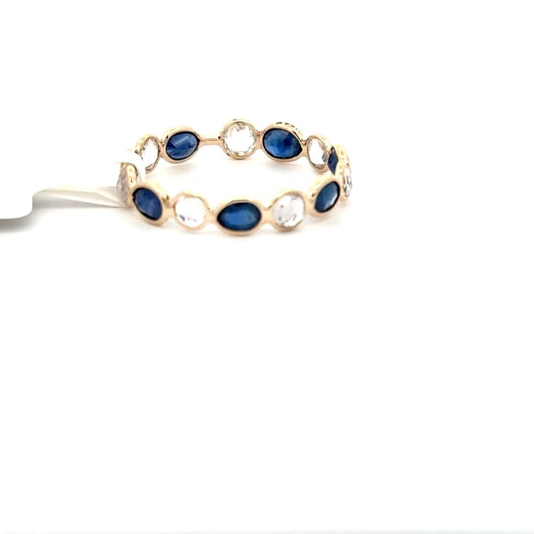 Blue Sapphire-White Sapphire Ring in 14k Yellow Gold