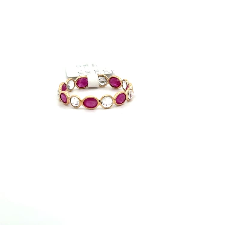 Ruby-White Sapphire Ring in 14k Yellow Gold
