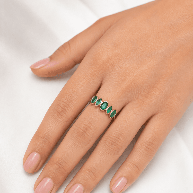Emerald Crown Ring in 14k Yellow Gold 1