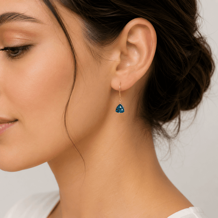 London Blue Topaz Earring in 14k Yellow Gold
