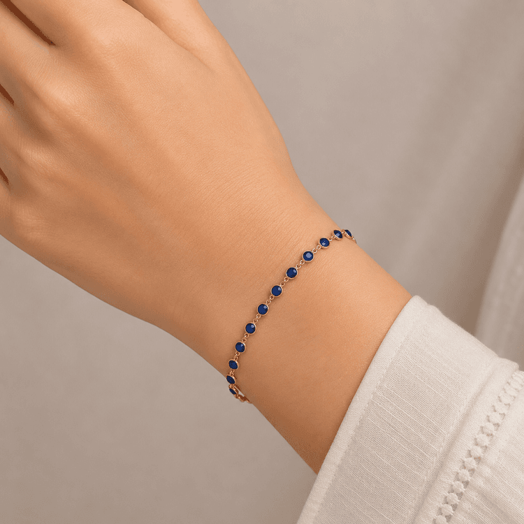 Blue Sapphire Bracelet in 14k Yellow Gold
