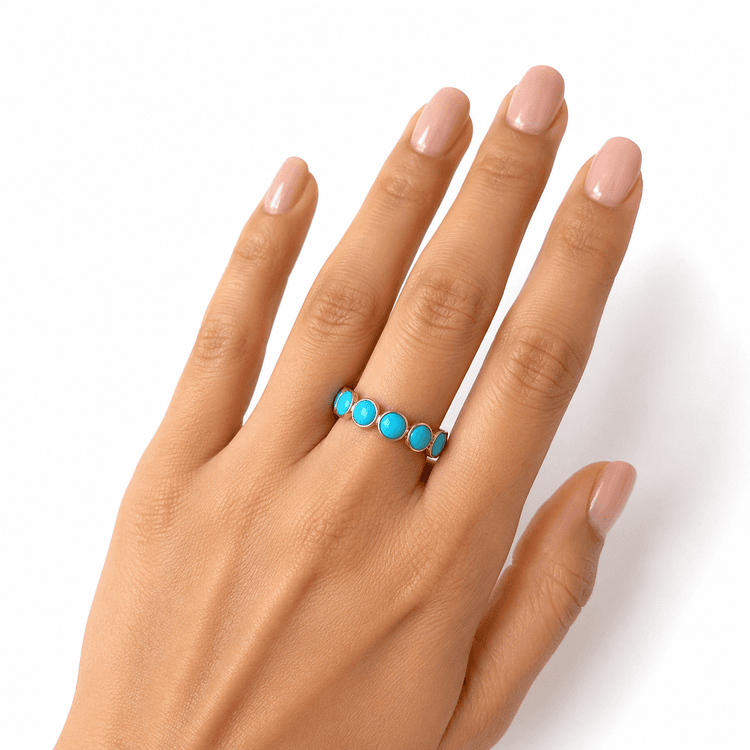 Turquoise Band Ring in 14k Yellow Gold 2