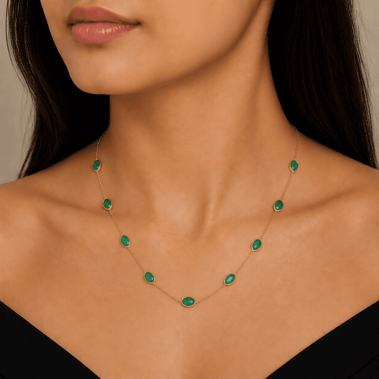 Emerald Necklace in 14k Yellow Gold