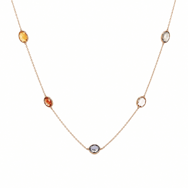 Multi Sapphire Necklace in 14k Yellow Gold
