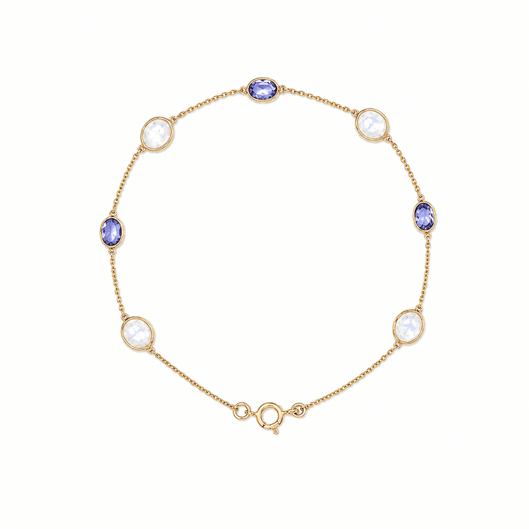 W.Rainbow.Tanzanite Bracelet in 18k Yellow Gold