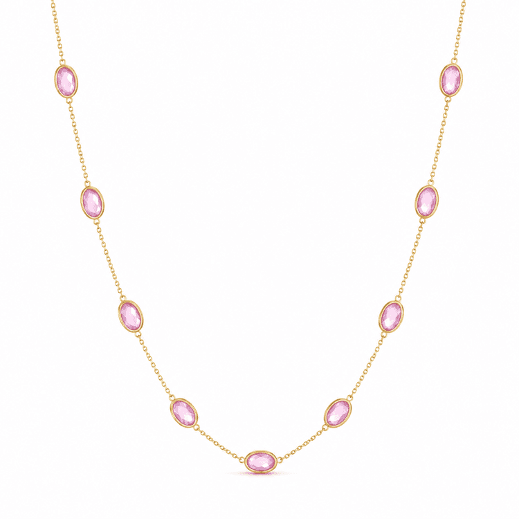 Pink Sapphire Necklace in 18k Yellow Gold